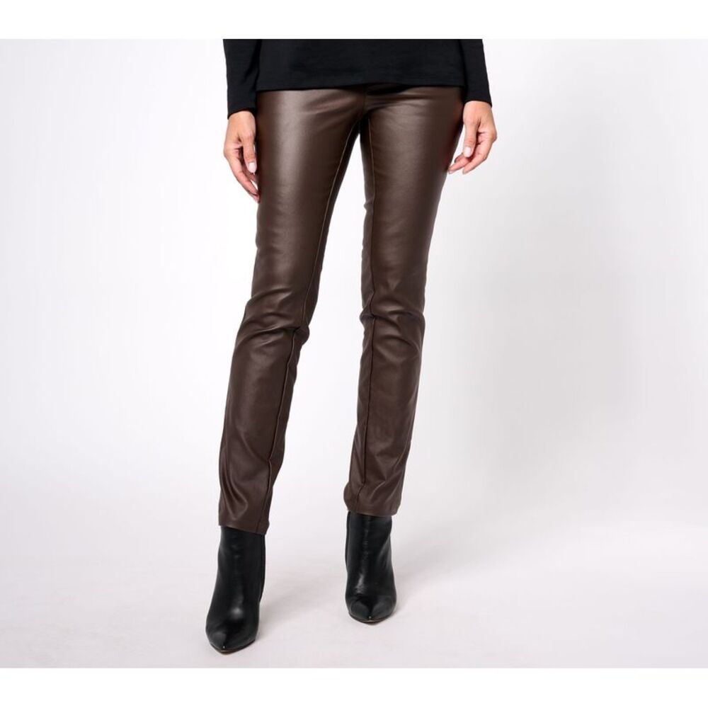 Belle by Kim Gravel Women's Pants Sz 14 Reg Rebellious Coated Brown A623302